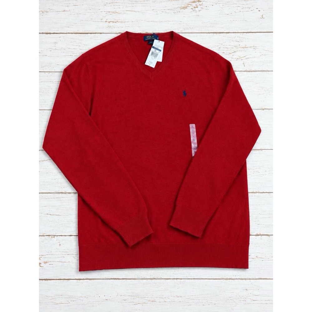 Polo Ralph Lauren Men 3XLT Pima Cotton V-Neck Sweater Tudor Red Tall NWT